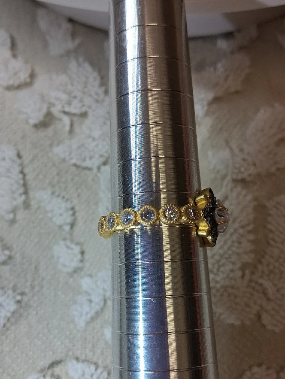 Freida Rothman Sterling Silver, 14kt Matte Gold and Black Rhodium Ring